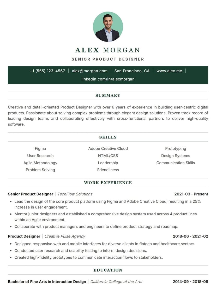 Atlas resume template — executive and classic ATS-friendly CV layout