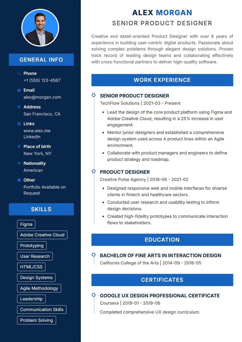 Clarity resume template — structured and professional ATS-friendly CV layout