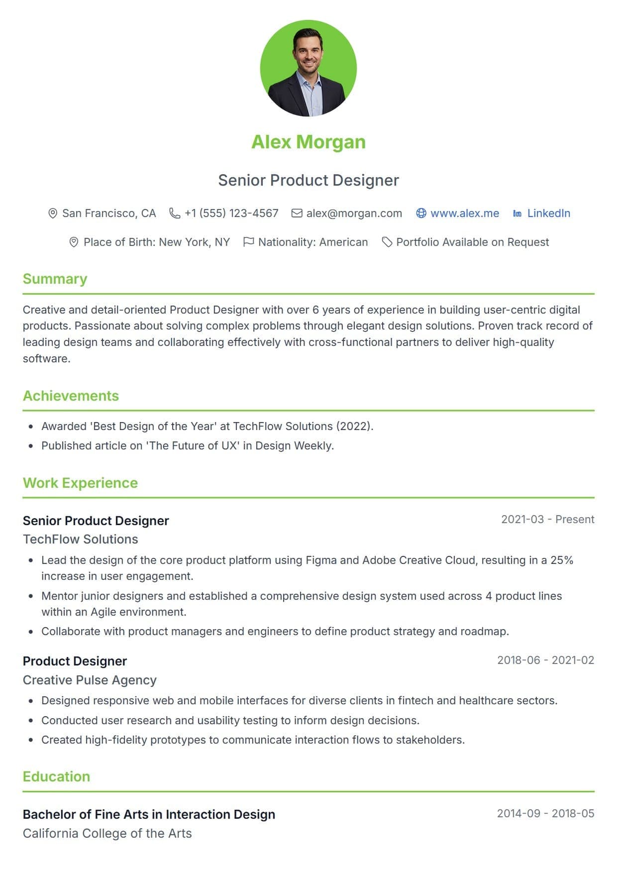 Classic resume template — classic and professional ATS-friendly CV layout for Corporate, Finance, Law, Healthcare