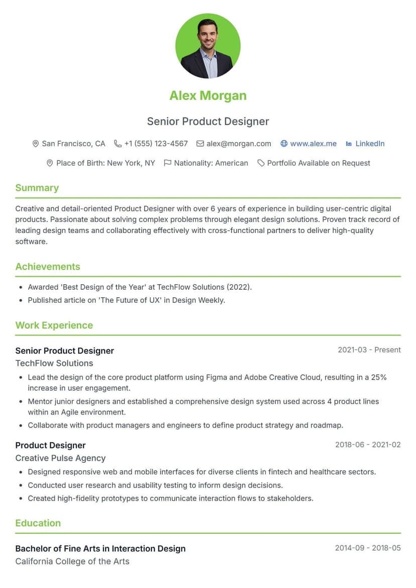 Classic resume template — classic and professional ATS-friendly CV layout