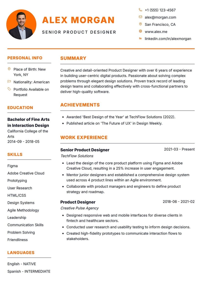 Minimalist resume template — minimalist and professional ATS-friendly CV layout
