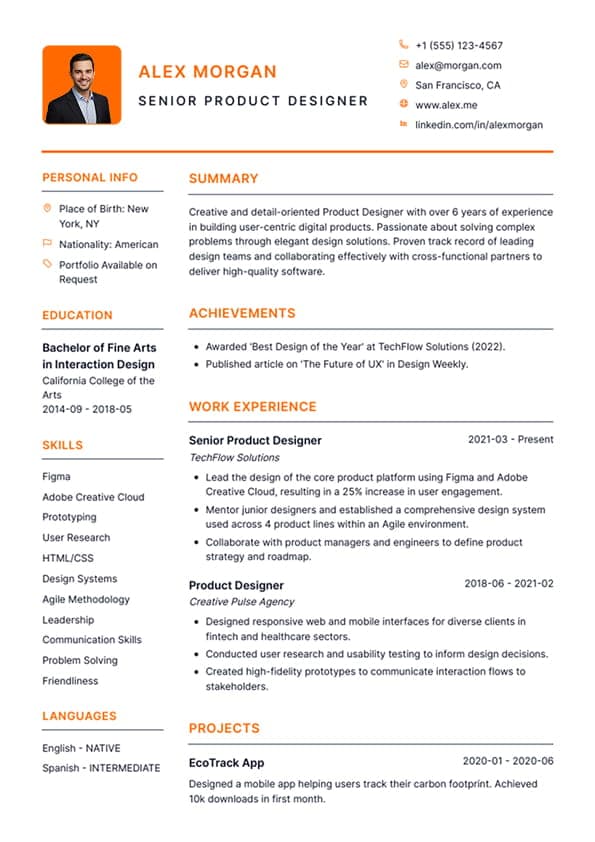 Minimalist professional resume template - Restrained two-column layout with clean dividers and compact details - Used by 118,000+ professionals