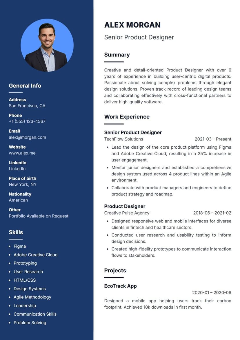 Modern resume template — modern and bold ATS-friendly CV layout