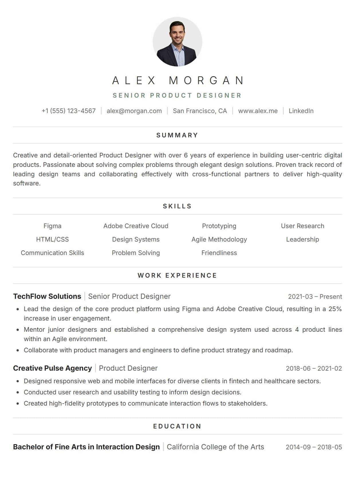 Zen resume template — minimalist and centered ATS-friendly CV layout for Writers, Editors & Copywriters, HR & People Operations, Customer Success & Support, Creative Professionals seeking extreme minimalism