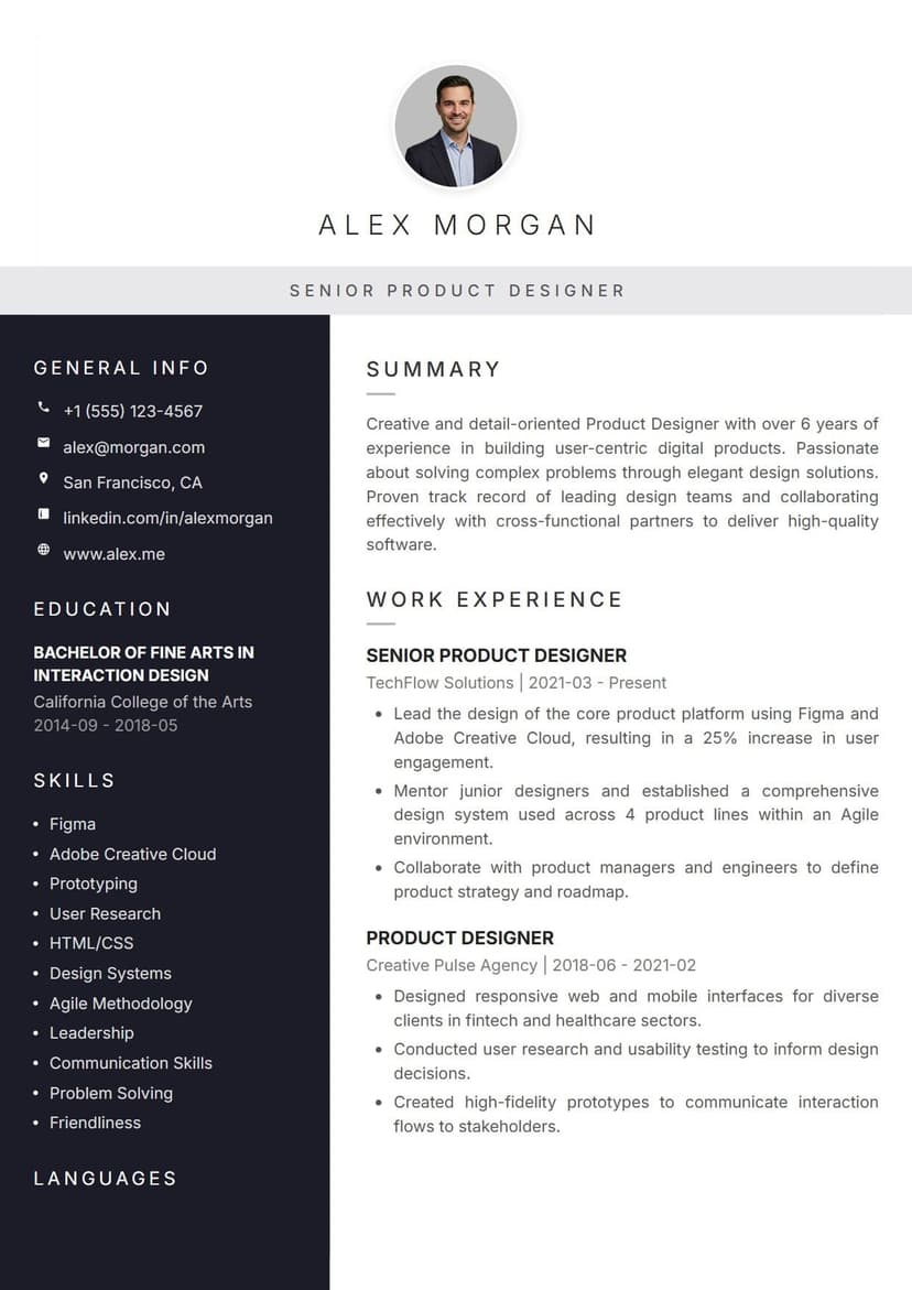 Nexus resume template Nexus resume template — bold and high-contrast ATS-friendly CV layout for IT & Tech Leadership, Creative Directors & Managers, Management Consulting & Strategy, Sales & Marketing Executives
